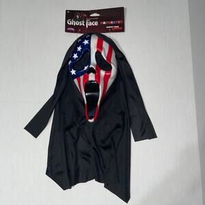 SCREAM MOVIE PATRIOTIC FLAG GHOST FACE MASK WITH HOOD COSTUME 2021 NWT